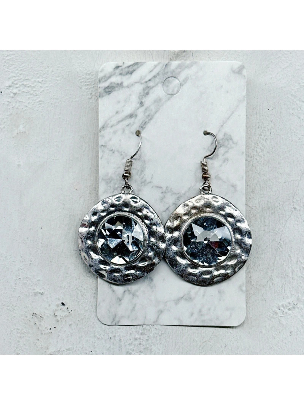 849mc. Pewtertone Hammered Earrings